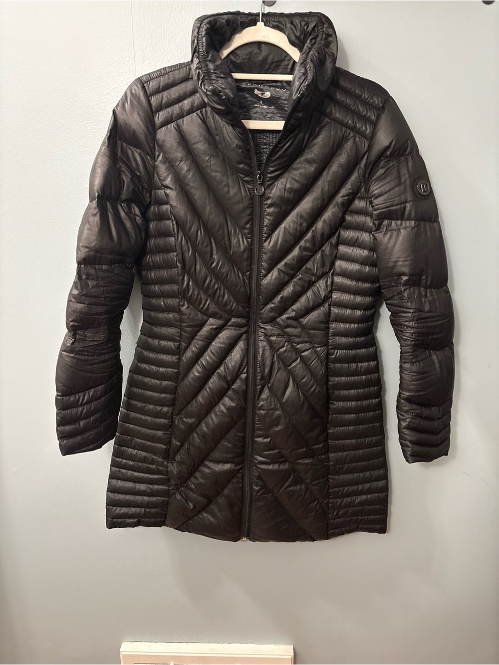 Bernardo Black Long Quilted Puffer Coat